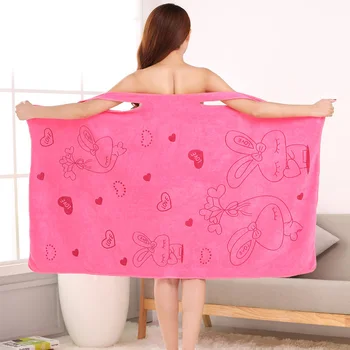 

Women Fast Drying Rabbit Wearable Bath Towel Shower SPA Wrap Body Beach Bathroom Bathrobe H88F