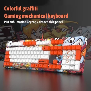 

DKM150S Mechanical Gaming Keyboard With White Backlight Graffiti Dye-sublimation Panel USB Wired Gamer Keyboard For PC/Laptop