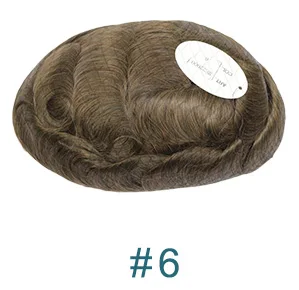 6 # Eversilky Fine Mono и PU силиконовый wtih Швейцарский Кружевной передний Мужской зажим для парика Remy человеческие замена волос система протеза - Парик Цвет: 6 #