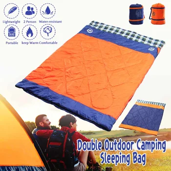 

3 in 1 Outdoor Camping Sleeping Bag Ultralight 2 Person Envelope Lovers Sleeping Bag Spring Autumn (185+35)*150cm