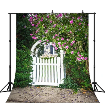 

Lyavshi Spring Garden white Arch Gate flower Scenic Photography Backgrounds Photographic Backdrops For Photo Studio