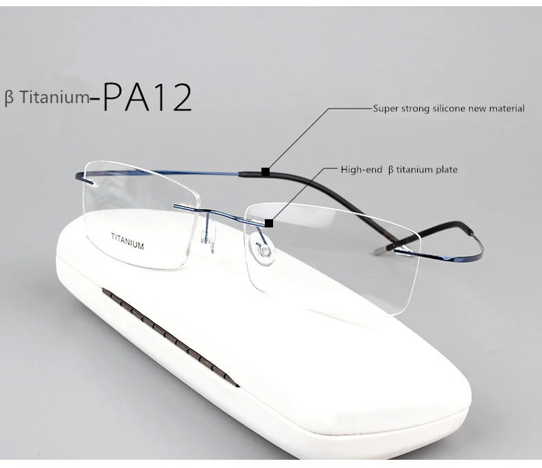 Очки без оправы из чистого титана, мужские очки с диоптрией близорукость оправа для оптических очков, Безвинтовые квадратные очки F099