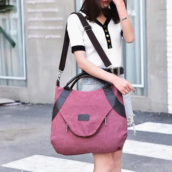 

luxury handbags big capacity Retro Women's Canvas Zipper Shoulder Bags With Bag&Handbag сумка solid 6 color casual simple 2019