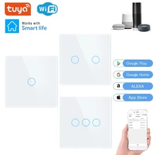 WIFI Wall Touch Sensor Switch EU RF433+ WIFI Smart Light Switch 1 2 3 Gang 220V Tuya Smart Home Kit Support Alexa Google Home