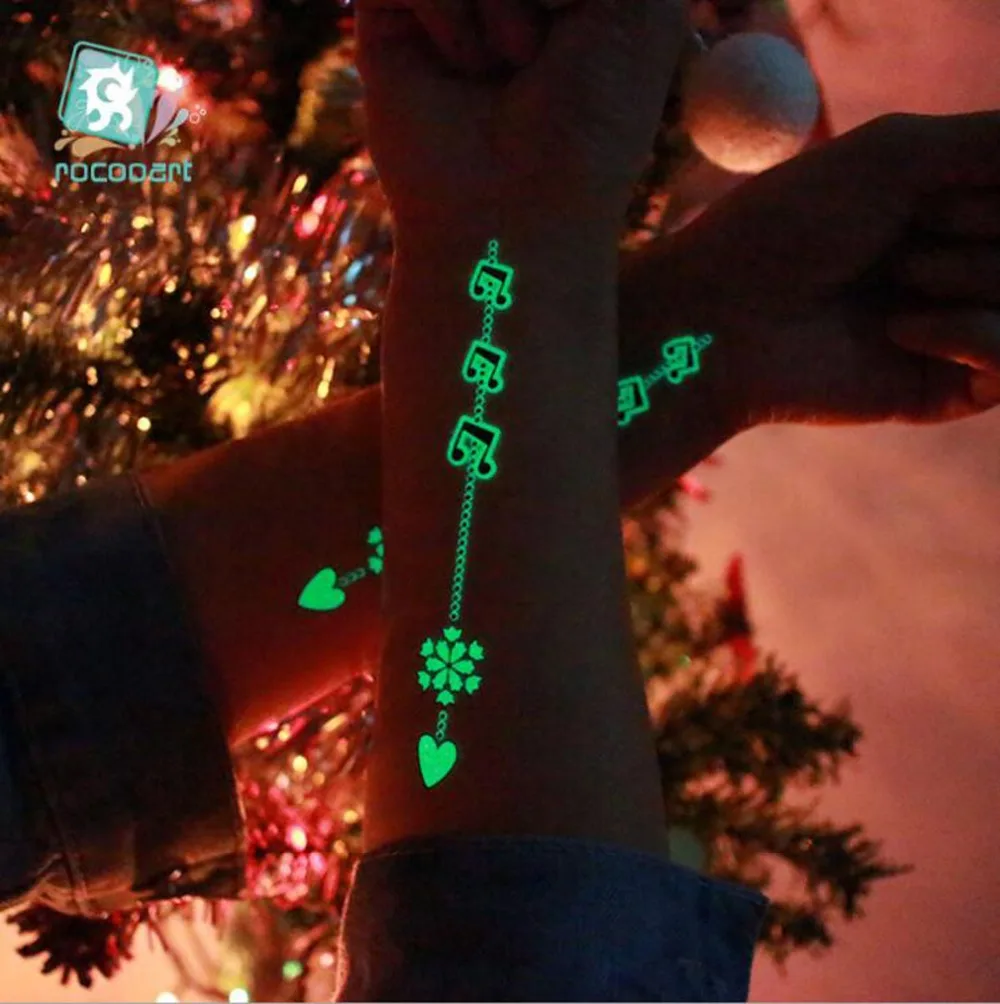 20шт светящиеся наклейки татуировки Рождественские наклейки татуировки водонепроницаемые экологические наклейки татуировки для детей и взрослых