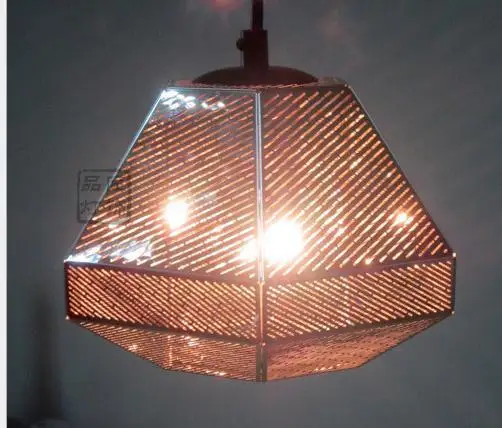 

Modern Replica Diamond Stainless Steel Web Etch Pendant Light Polyhedron Shadow Living Dining Room Bar Study Hanging Lighting