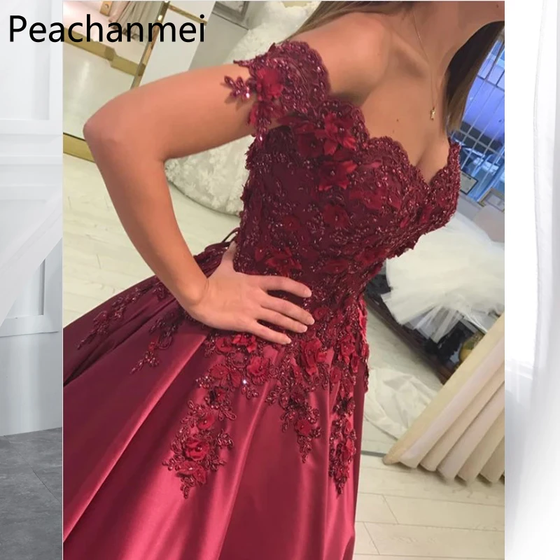 

Ball Gown Evening Dress Off the Shoulder Appliques Formal Party Special Occasion Dresses 2019 Elegant Vestido de Festa