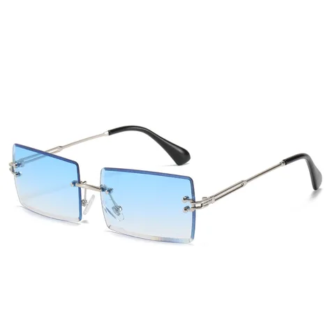 Trendy Rimless Women Sunglasses Cut Design Luxury Rectangle Glasses for Men Summer Style Traveling Retro Shades UV400 Gafas