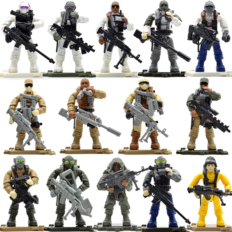 Army Toy Soldiers Action Figures motorcycle Weapons and Accessories 4 Figures