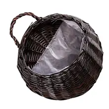 2 Pieces Willow Straw Flower Pot Wicker Rattan Wall Hanging Flowerpot Home Garden Decoration Flower Basket Container
