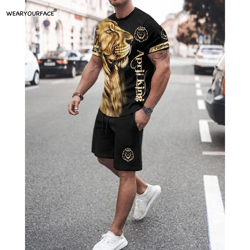 

Tiger Abstract Pattern City Silhouette 3D All Over Printed T Shirts Shorts Sets Tracksuits Streetwear Vocation Men Clothing