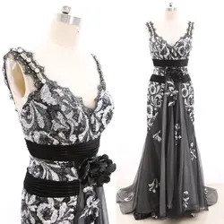 MACloth/черные длинные хрустальные тюлевые платья для выпускного вечера, длина до пола, длина до пола, L 267294