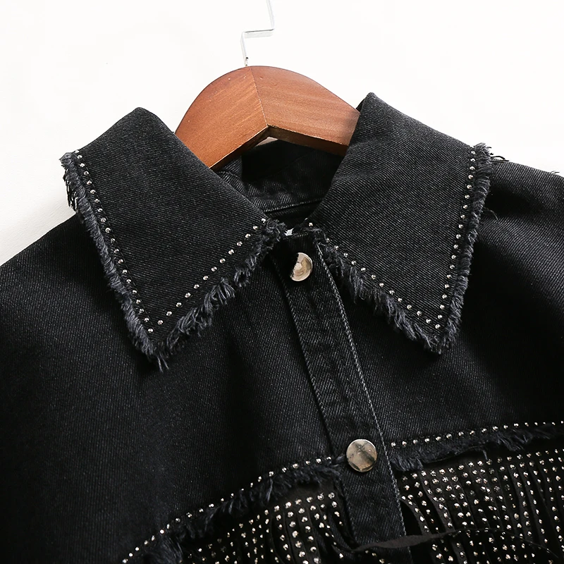 AOEMQ/Новинка года; сезон осень; тонкие куртки черного цвета с пуговицами и кисточками в стиле панк; крутые куртки для девочек и женщин