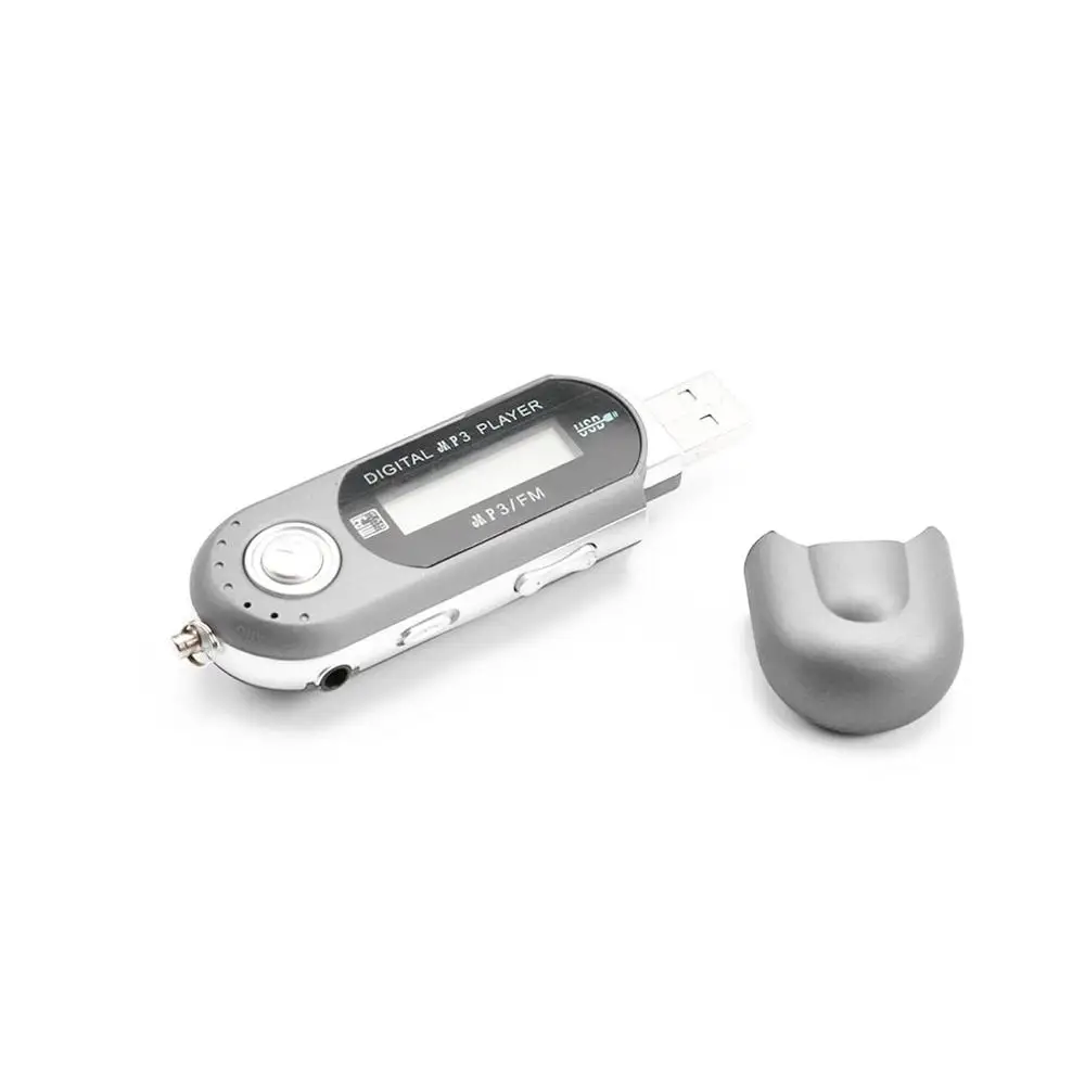 Серебристый Цифровой мини USB MP3 музыкальный плеер FM радио Функция с TF слот для карт ЖК-экран портативный USB флэш-накопитель с наушниками горячая распродажа - Цвет: Серебристый