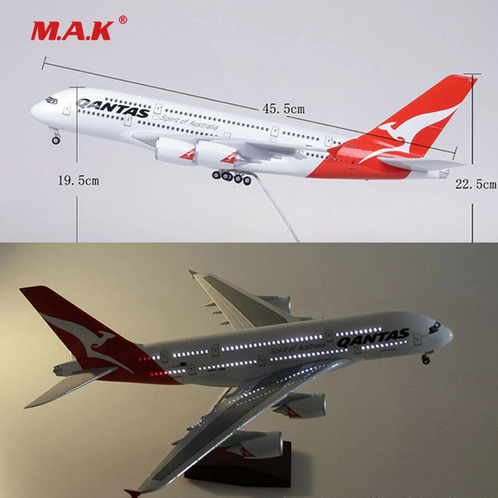

In Stock 1/160 Scale Airplane 46cm Passenger Aircraft A380 Qantas Airways LED Airplane Model for collection