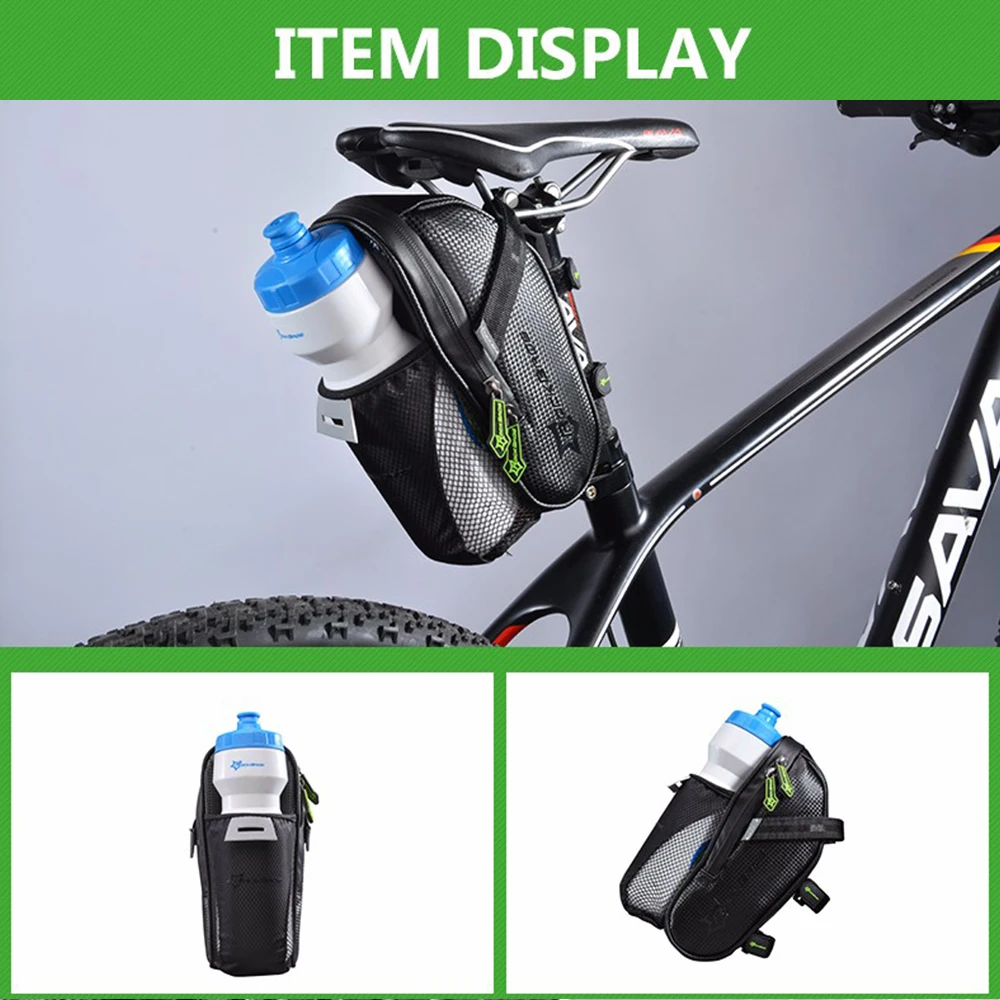 ROCKBROS Waterproof Bicycle Saddle Bag With Water Bottle Pocket MTB Bike Rear Bags Cycling Rear Seat Tail Bag Bike Accessories