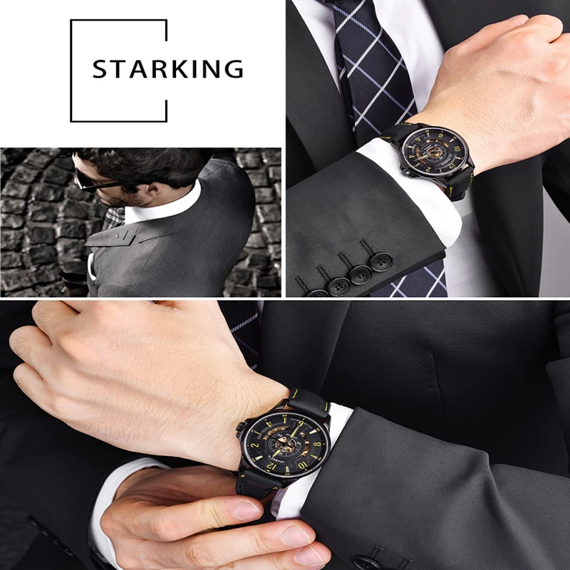 STARKING Men Watches Top Brand Luxury Silicone Mechanical Tourbillon Band Watch 5M Male Clock Silicone Sport Relogio Masculino