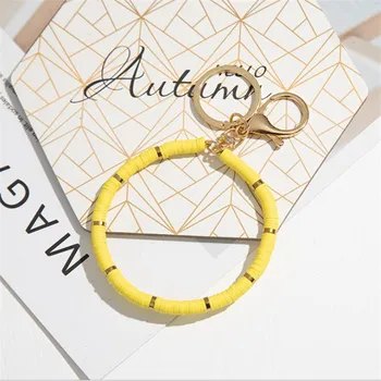 

Sansango 2020 Fashion Boho Heishi Polymer Clay Disc Beads Circle Keychain Wristlet Bracelets for Women Surf Jewelry