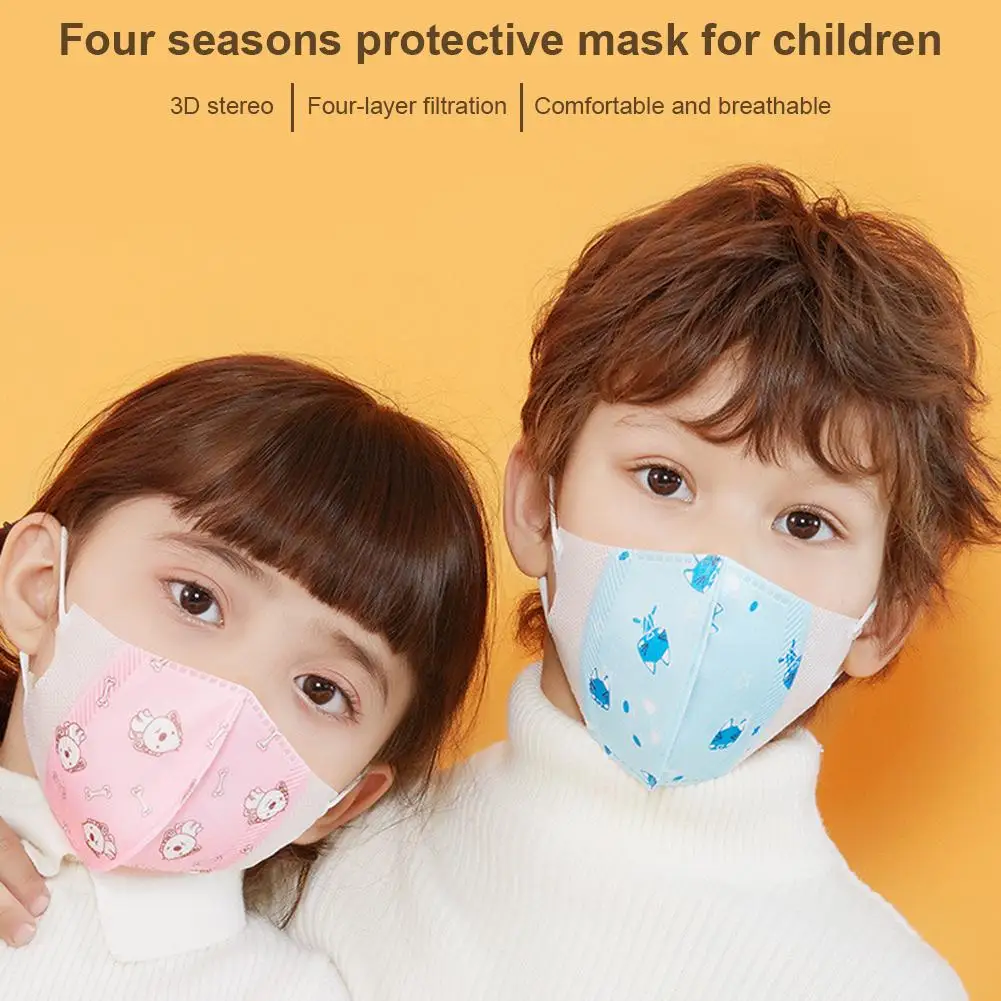 

10PCS Cute 3D Children's Dust Mask Disposable 4-layer Anti-fog Dustproof Kids Face Mouth Mask Protection Cover Bacteria Proof