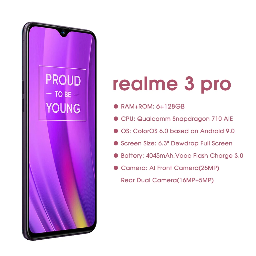 Realme 3 Pro глобальная версия 6 ГБ ОЗУ 128 Гб ПЗУ Snapdragon 710 AIE мобильный телефон 4045 мА батарея мобильного телефона VOOC Быстрая зарядка OPPO