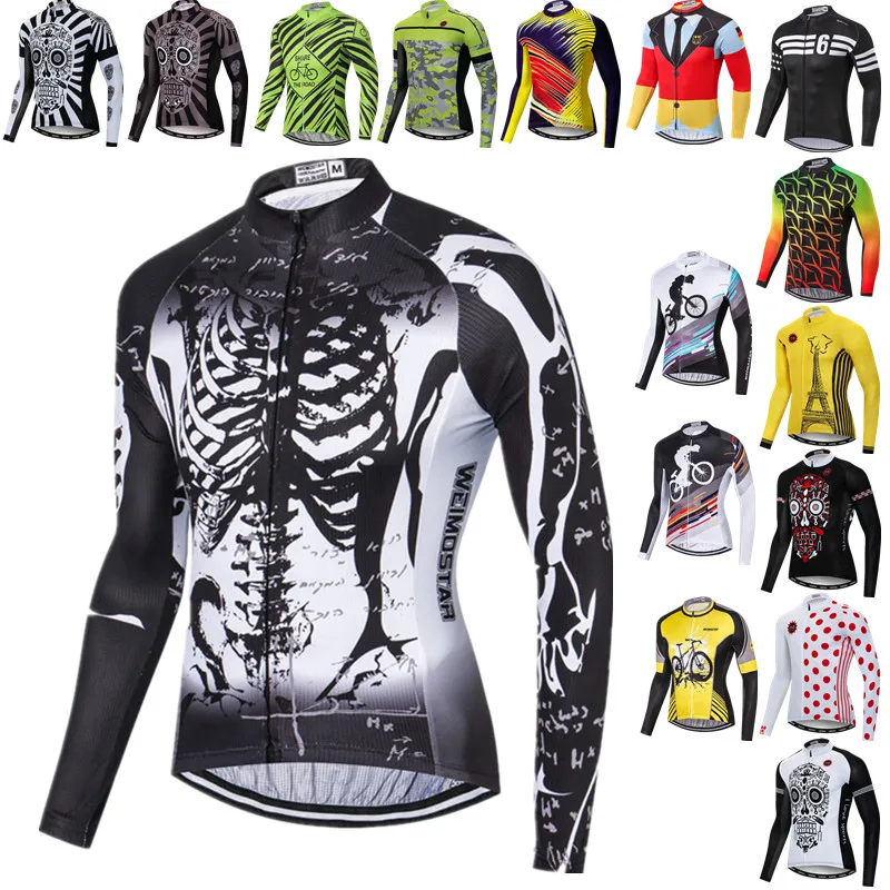 

Weimostar Skeleton Men's Cycling Jersey Long Sleeve Autumn MTB Bike Jersey Pro Bicycle Jacket Breathable Cycling Clothing Tops