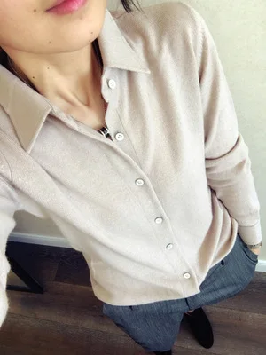 beige camel Свитер из чистой шерсти рубашка женская теплая Модная брендовая Роскошная специальная французская дизайнерская Ограниченная серия кардиган свитер пальто для женщин - Цвет: beige camel