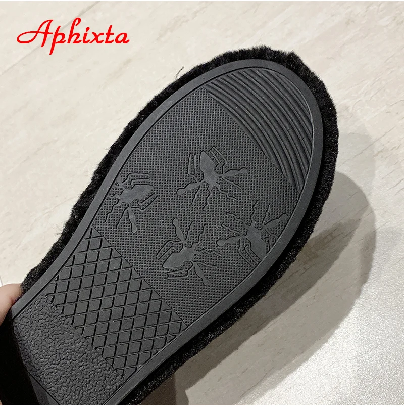 Aphixta/теплая обувь на меху; женская обувь на плоской подошве; Роскошные блестящие Прозрачные ботинки; зимняя обувь; женская обувь без шнуровки; обувь на плоской платформе со стразами