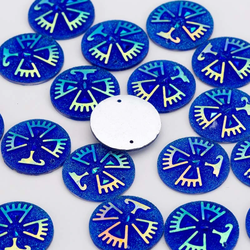 Taidian 25MM Round Resin Flatback Cabochons Bear Paw Rhinestone Gems For Indigenous Beaded Earring 50pieces/bag - Цвет: R1-1-1