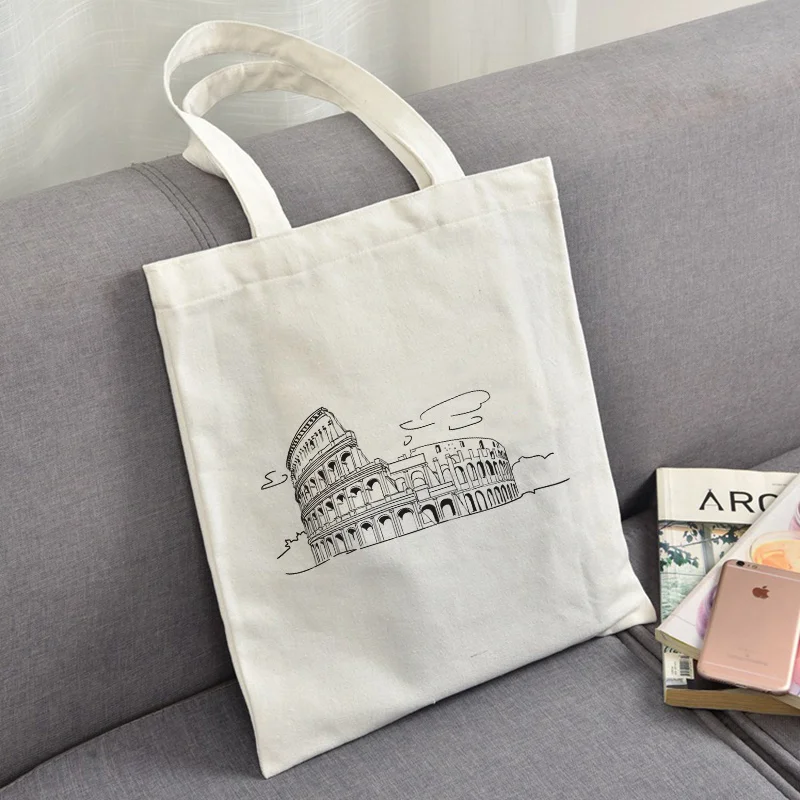 Итальянская Холщовая Сумка-тоут для ежедневного использования с текстом, ручная сумка с логотипом на заказ, эко многоразовая переработанная хозяйственная сумка