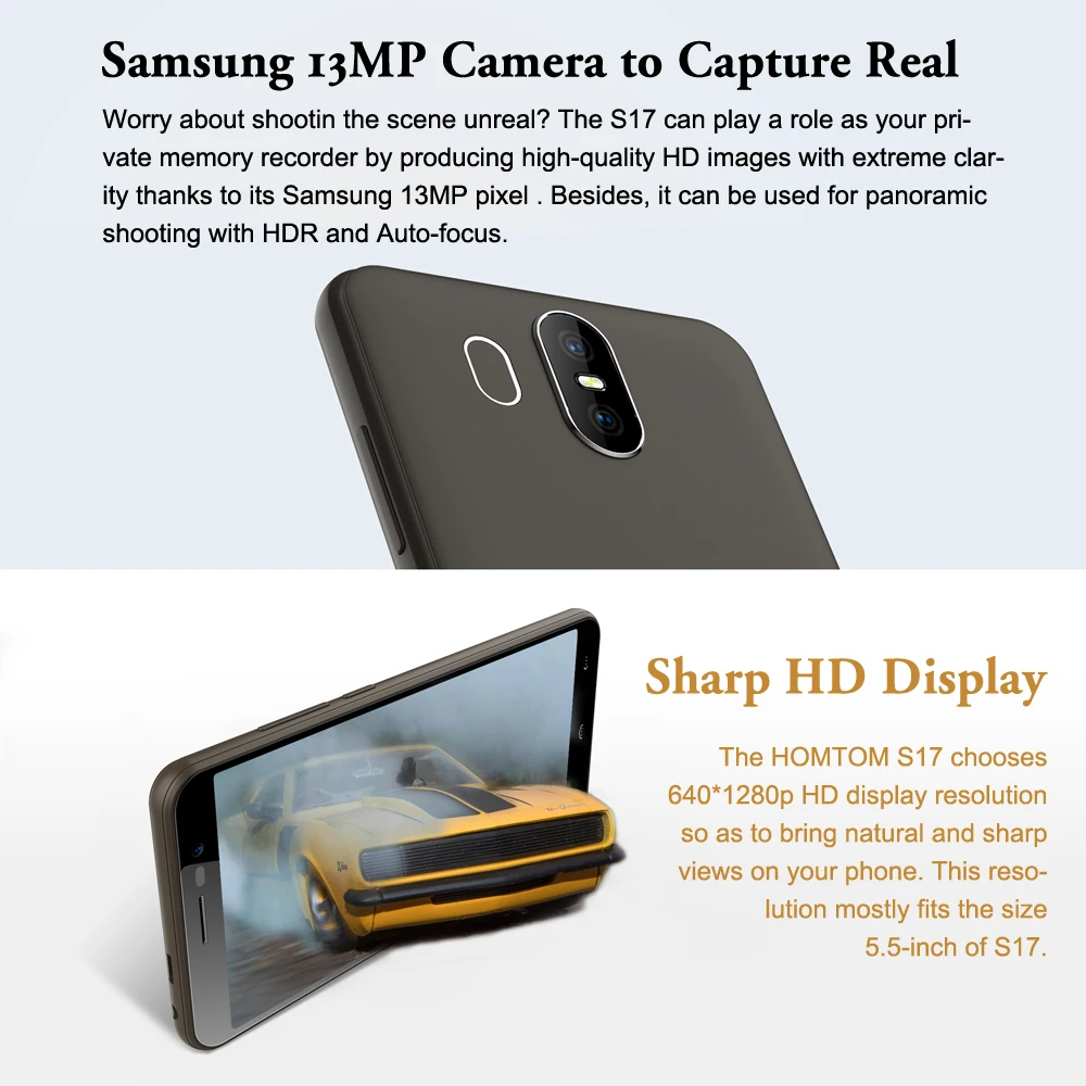 Продажа Оригинальная версия Smartphone S17 Android 8,1 смартфон четырехъядерный 5,5 дюймов распознавание лица отпечатков пальцев 2 + 16G rom 13MP + 8MP мобильный телефо...