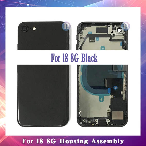 AAA+ качество для iphone 8 8G или 8 Plus X с гибким кабелем задняя крышка корпуса полная сборка крышка батареи дверь задняя средняя рамка Шасси - Цвет: For i8 Black