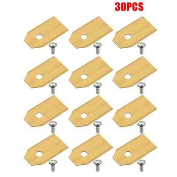 

30pcs Golden 35*18*0.75mm Garden Machinery Lawn Mower Stainless Steel Blade High Quality Trimmer Blade Garden Lawn Mower Parts