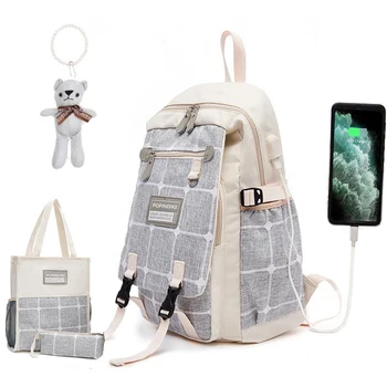 

Bookbags For Teenage Girls Large Backpack Women Canvas 15.6Inch College High School Backpack with USB Charging Port Travel Bags