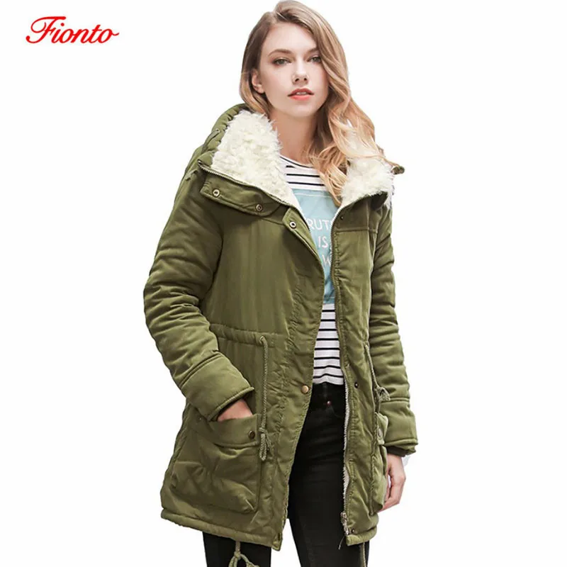 

2019 Winter Women Jacket Simple Turndown Collar Lamb Cashmere Coat Large Size Warm Belt Cotton Coat Long Thick Outwear ZF11099