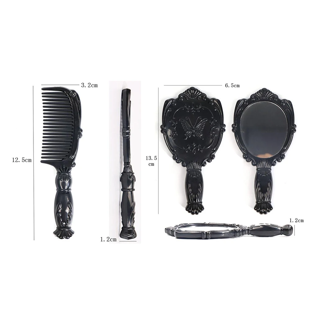 Hand Held Mirror Comb Set, Vintage Hand Mirror Decorative Vanity Mirror Comb Set Hair Styling Tools Gifts