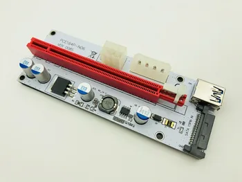 

6PCS VER008S Molex 4Pin SATA 6PIN PCI Express PCI-E Riser Card 008s 008 Adapter 1X to 16X USB 3.0 Extender for BTC Mining Miner