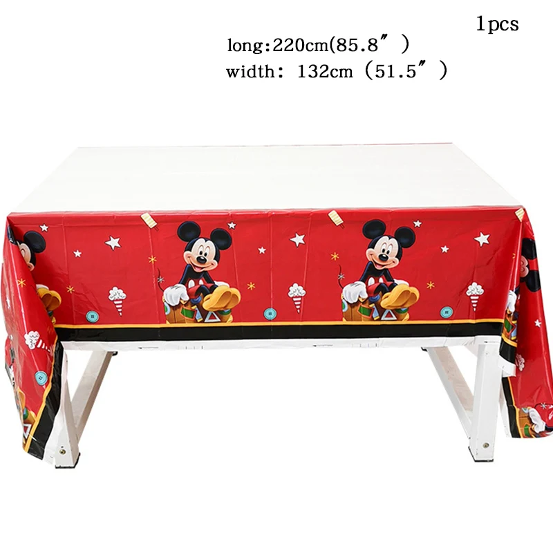tablecloth-6pcs Микки Маус вечерние для украшения детского душа Дети День рождения одноразовые принадлежности для вечеринок Микки Минни торт Декор - Цвет: tablecloth-6pcs