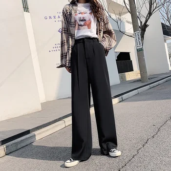 

Wide leg pants suit pants high wais slim and drooping feeling straight pants long legs mopping pants women's summer thin style