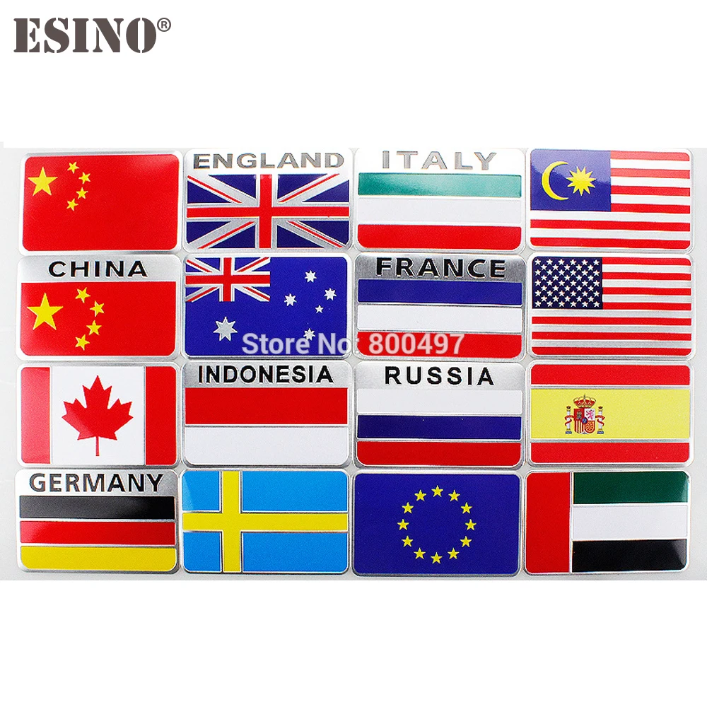 

Cool Fashion Car Styling National Flag 3D Metal Chrome Aluminium Alloy Emblem Badge Sticker Decal Auto Accessory For Countries