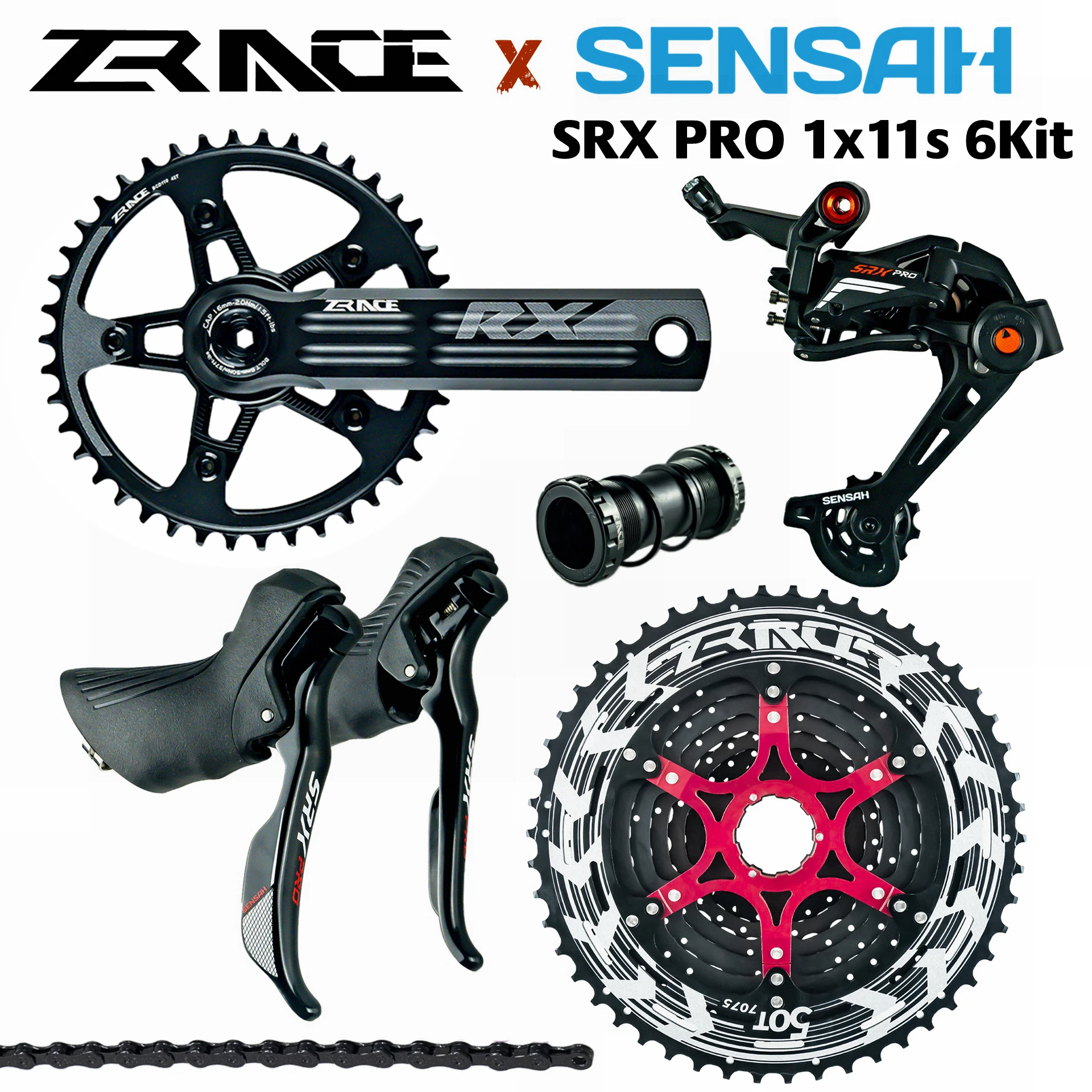 

SENSAH SRX PRO 1x11 Speed, 11s Road Groupset, R/L Shifter + Rear Derailleurs + ZRACE ALPHA , gravel-bikes Cyclo-Cross