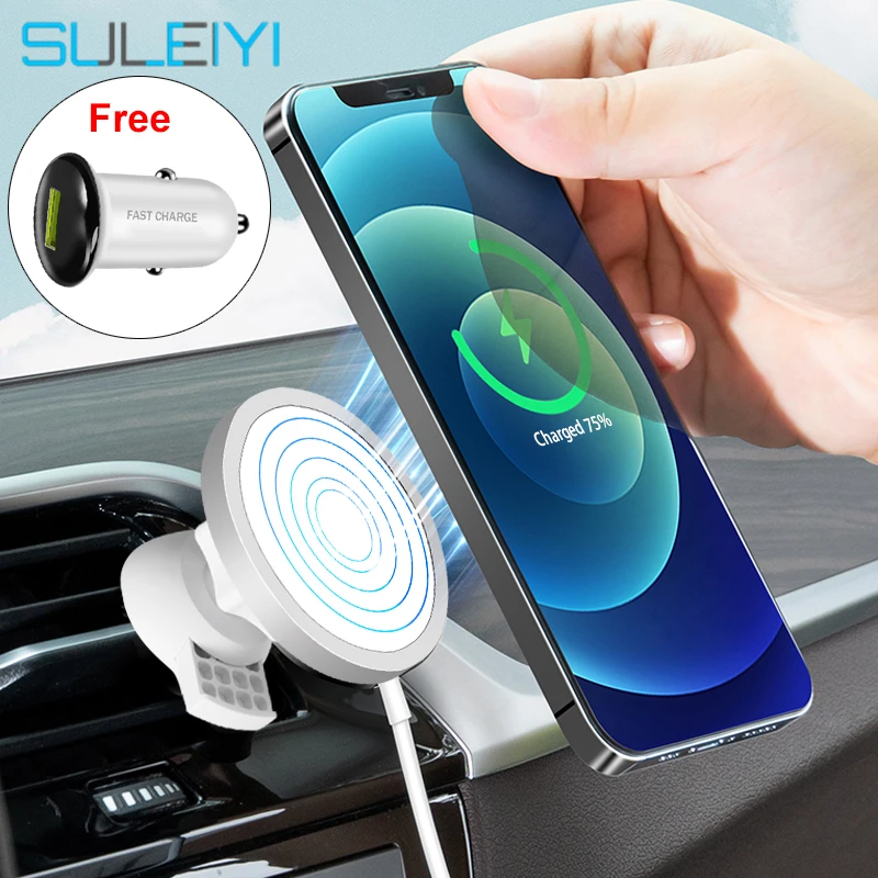 Car Phone Holder Magnetic Wireless Charging For iPhone 12 Pro Max Mini 15W Qi Fast Charger For Magsafe Charger Strong Adsorption