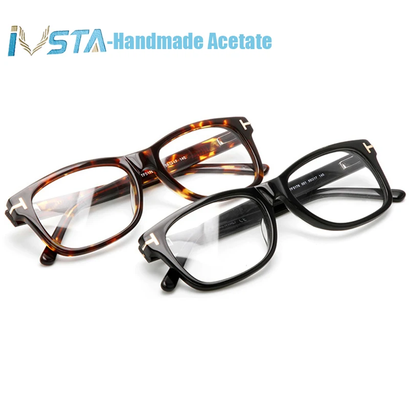 Najtaniej IVSTA TF5176 z logo prawdziwe ręcznie octan ramka do okularów okulary mężczyźni luksusowej marki optyczne receptę kobiety Tom 5040 5147