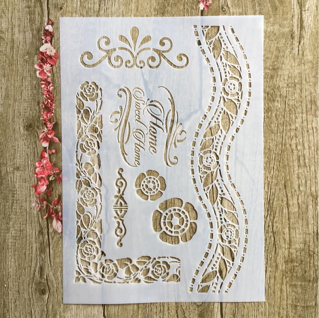 4pcs / set A4 Window flower lace Stencils Painting Coloring Embossing  Scrapbook Album Decorative Template - AliExpress