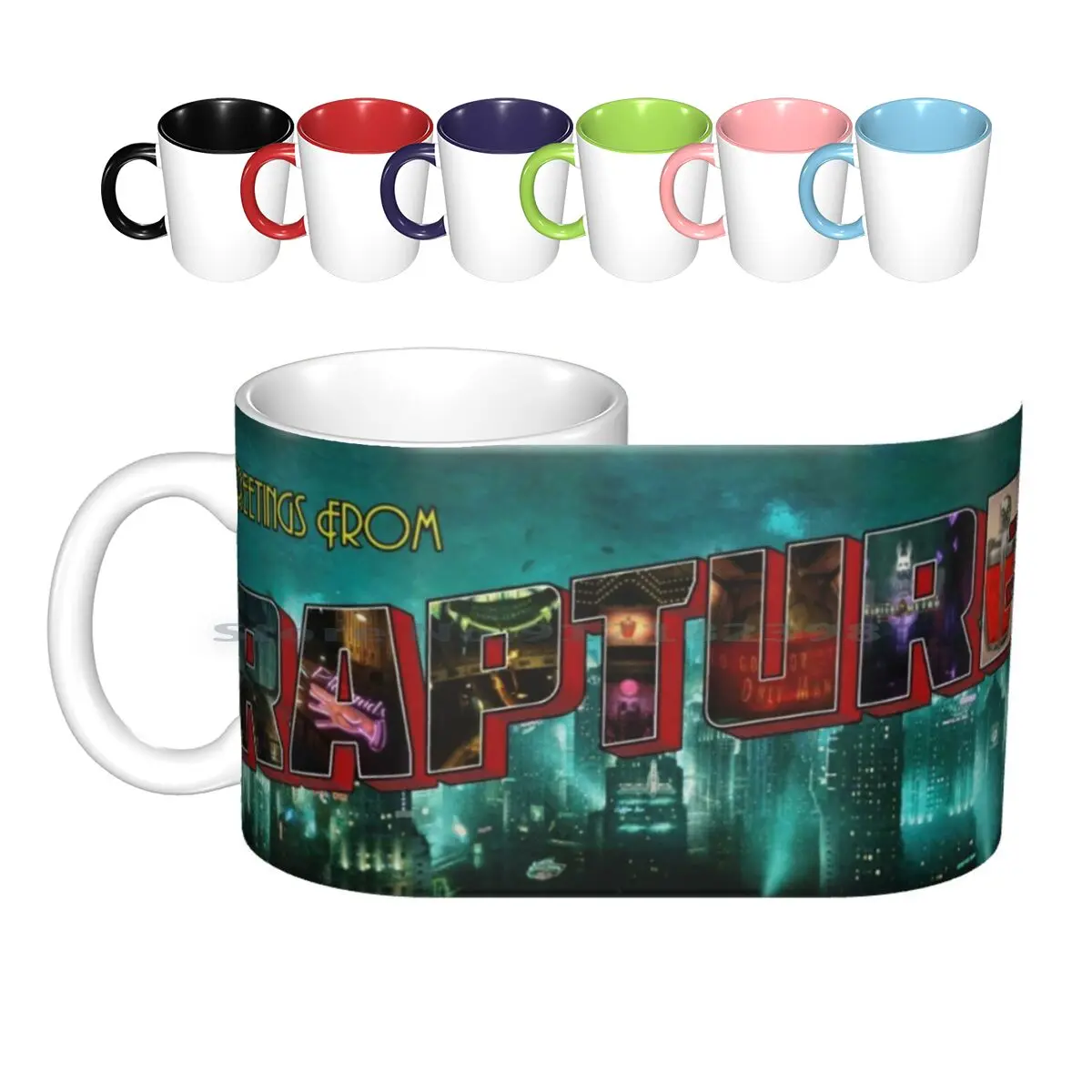 Saluti Da Rapture! Tazze In Ceramica Tazze Da Caffè Tazza Da Tè Al Latte Rapture Bioshock Bioshock 1 Bioshock 2 Retro Vintage Travel
