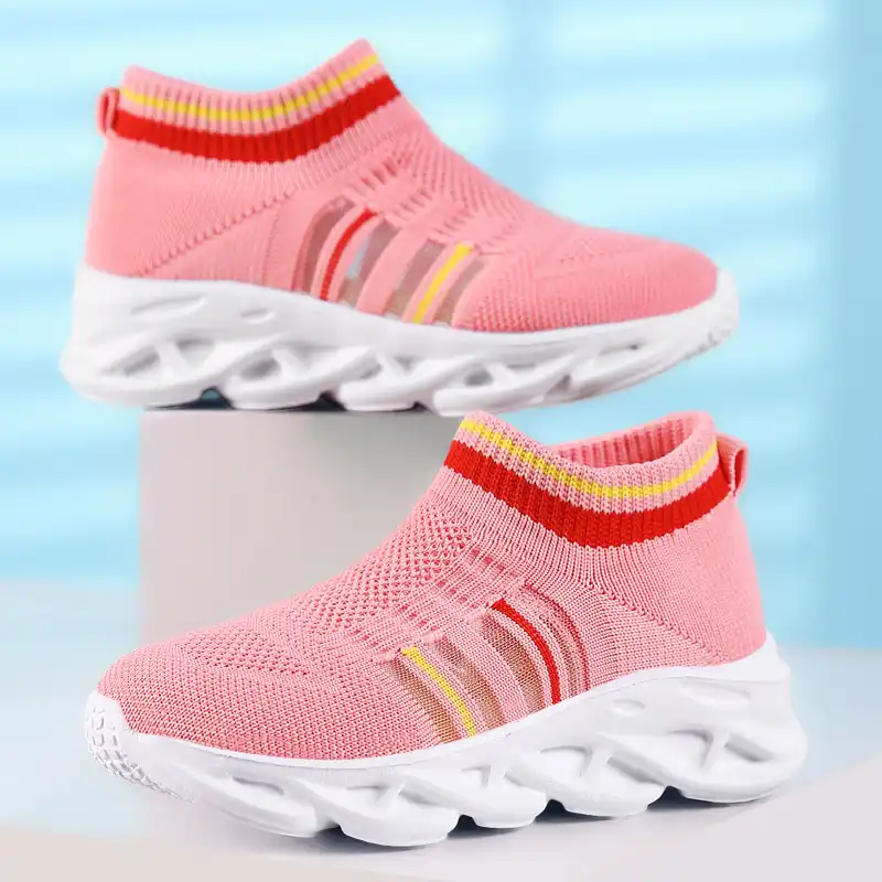 black and pink girls trainers