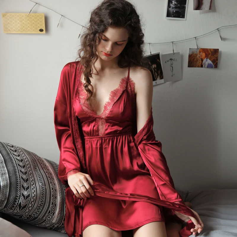 Новинка сексуальные ночнушки для женщин тонкие свадебные красные на бретельках