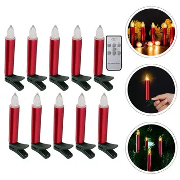 

Christmas Remote Control Electric Candle Lamp Clip Light Without Battery Red
