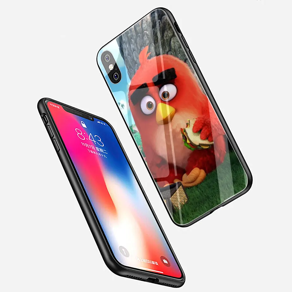 SpongeBob закаленное стекло ТПУ Черный чехол для iPhone 11 Pro X или 10 8 7 6 6S Plus Xr Xs Max