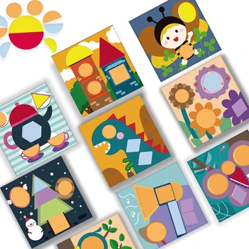 

3D Wooden children's educational toys DIY logical thinking early education scene shape matching montessori jigsaw puzzle toys