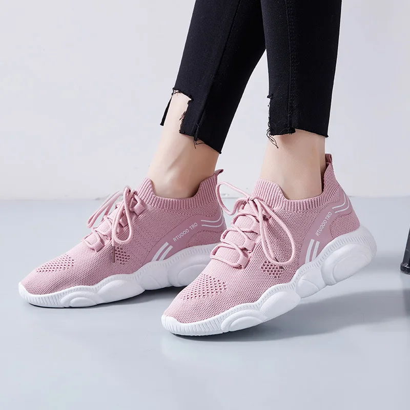 

Fly Woven Elasticity wa zi xie Women's 2019 Summer New Style Mesh Breathable Bear Bottom Versatile Casual Korean-style WOMEN'S S